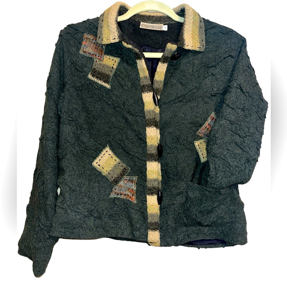 Canvasbacks - Vtg 80’s wool / knit jacket wood toggles
